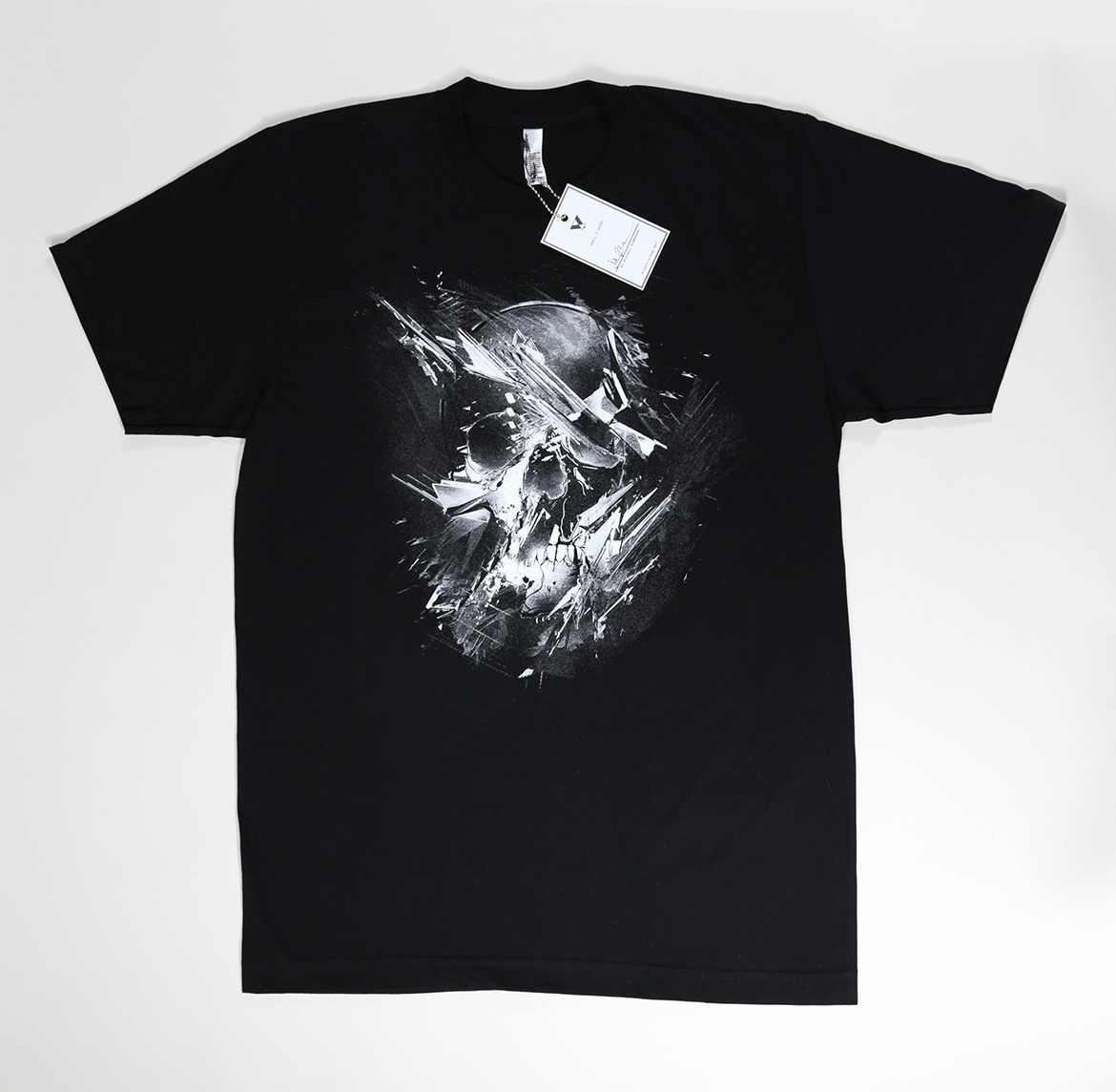Skull T-Shirt: abstract white skull illustration screenprinted on black T-Shirt. Rock Style. by eightvisions